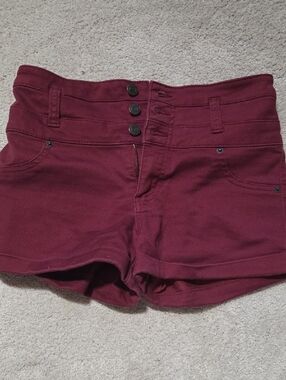 Mossimo Supply Co. High-Waist Triple-Button Shorts in Wine
